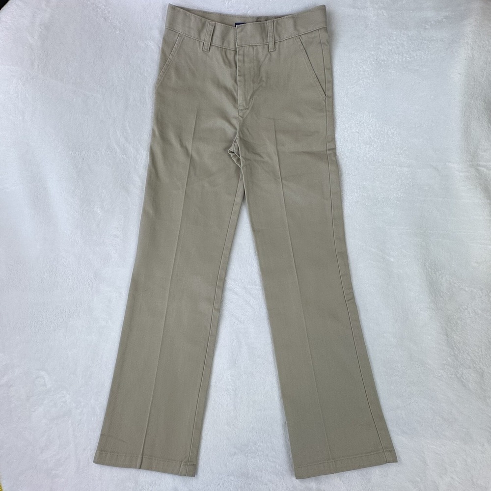 Gap Kids 12 Khaki Pants Adjustable Waist Boys 5 Pocket Beige Solid Uniform‎
